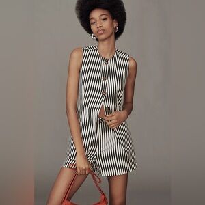 Simon Miller Del Mar Linen Vest in Black & Macadamia Micro Stripe Size 12 NWT